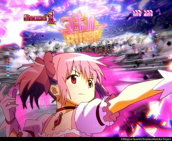 P 魔法少女まどか☆マギカ3 キュゥべえver. 大当り中の演出 通常時の大当り演出