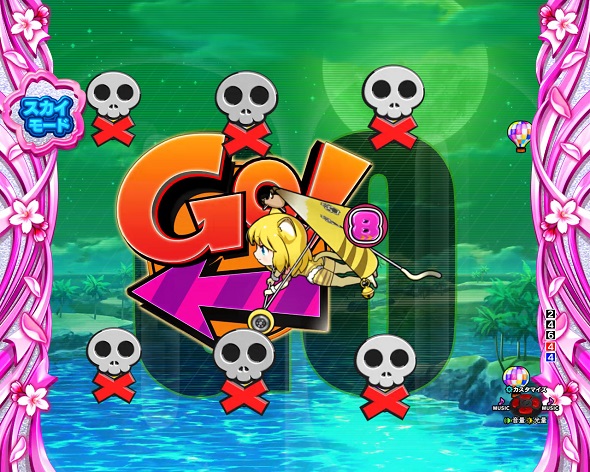 Pぱちんこ乗物娘 with CYBERJAPANDANCERS 2nd season スカイモード中の演出 予告・リーチ演出