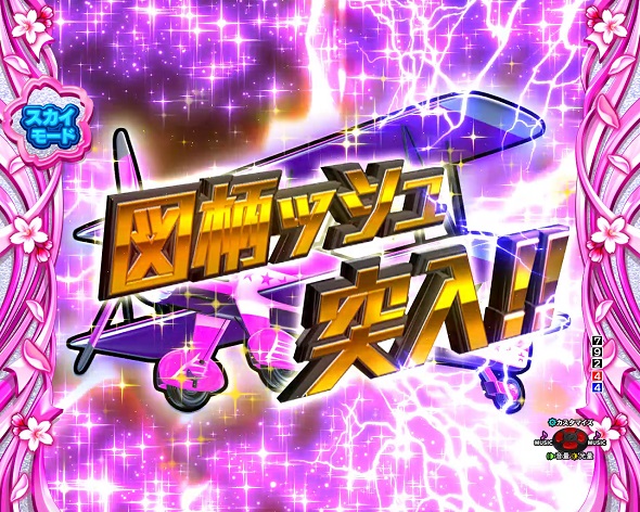 Pぱちんこ乗物娘 with CYBERJAPANDANCERS 2nd season スカイモード中の演出 予告・リーチ演出