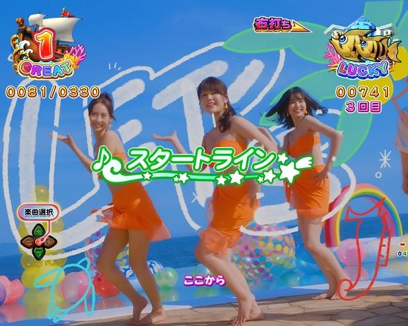 PA大海物語5ブラックLT99ver. 大当り中の演出 右打ち中の大当り演出