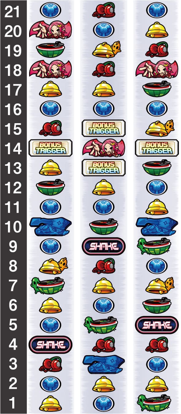 SHAKE BONUS TRIGGER リール配列