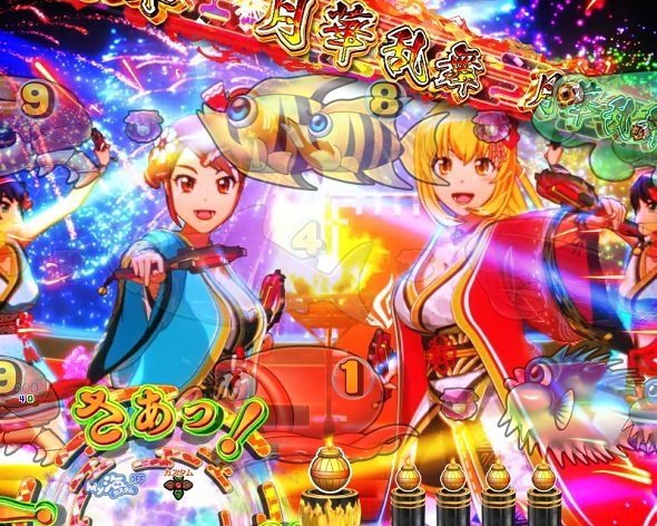 P海物語 極JAPAN 花火モード中の演出 予告・リーチ演出