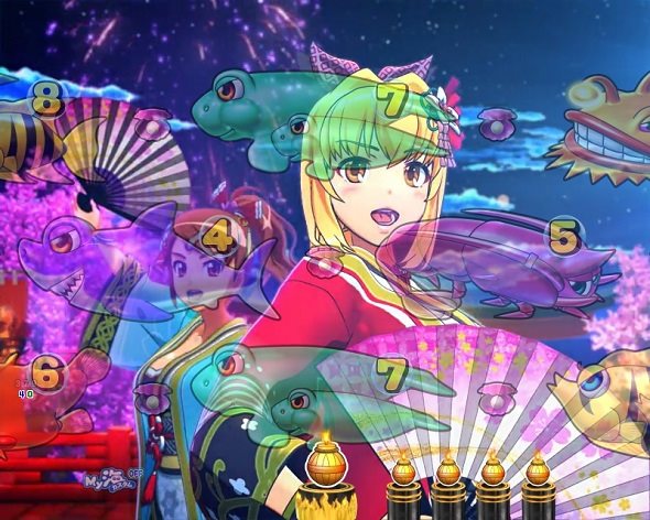 P海物語 極JAPAN 花火モード中の演出 予告・リーチ演出